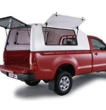 Single Cab Canopy with Gull Wing Windows open on Hilux